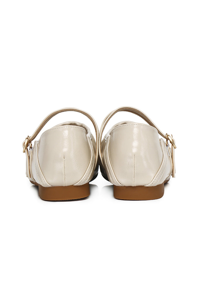 Charlie Pleated Mary Jane Ballerina & Flats (Beige)