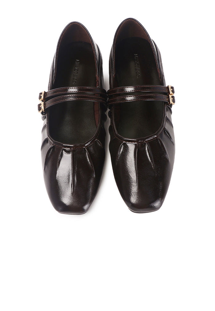 Charlie Pleated Mary Jane Ballerina & Flats (Espresso)