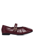 Charlie Pleated Mary Jane Ballerina & Flats (Maroon)
