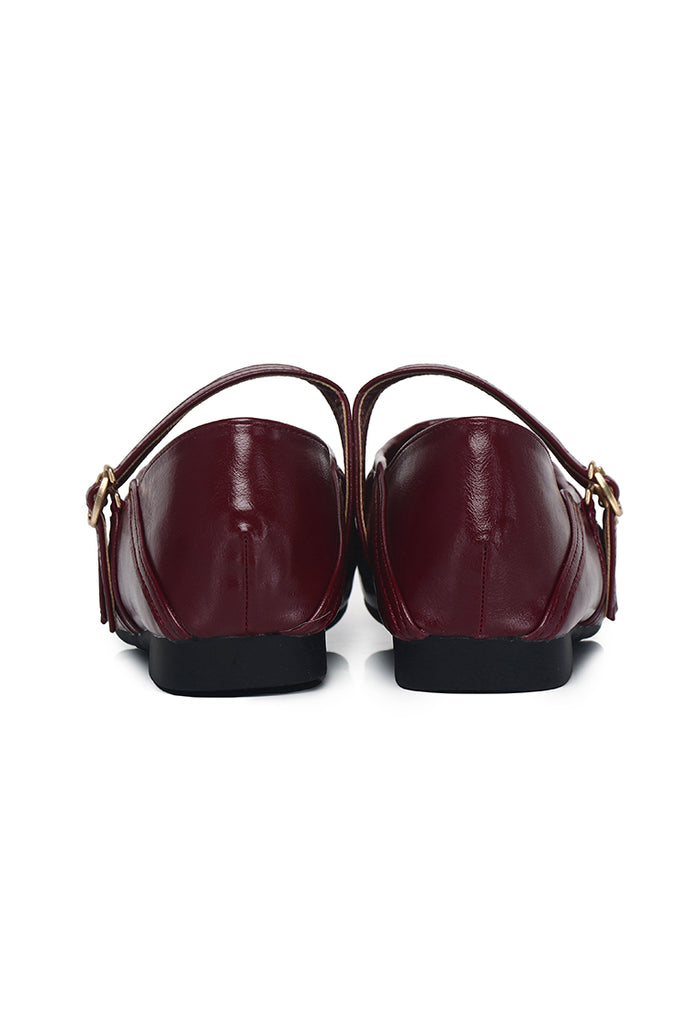 Charlie Pleated Mary Jane Ballerina & Flats (Maroon)