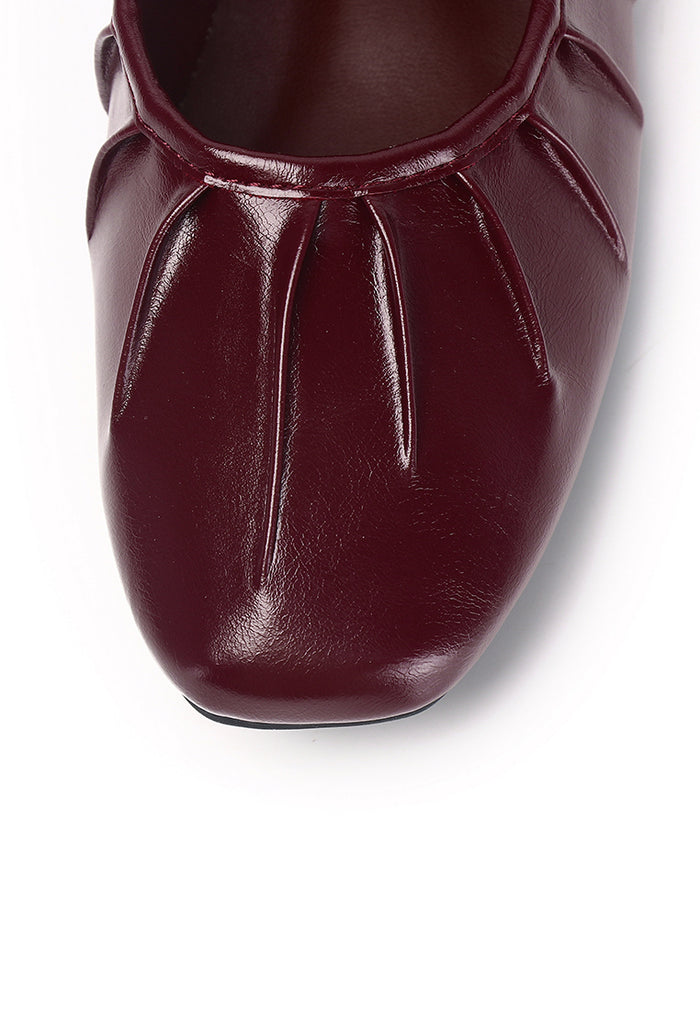 Charlie Pleated Mary Jane Ballerina & Flats (Maroon)
