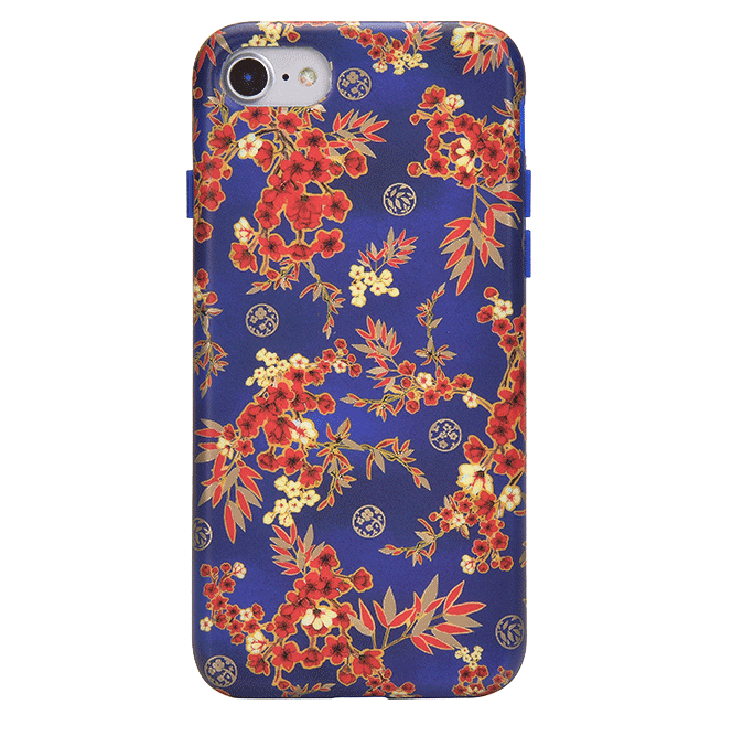 Cherry Blossom Floral Chrome iPhone Case – Chic Designer-Style Phone Cover
