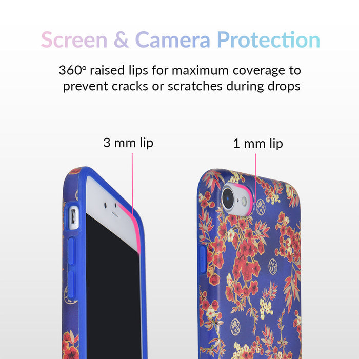 Cherry Blossom Floral Chrome iPhone Case – Chic Designer-Style Phone Cover