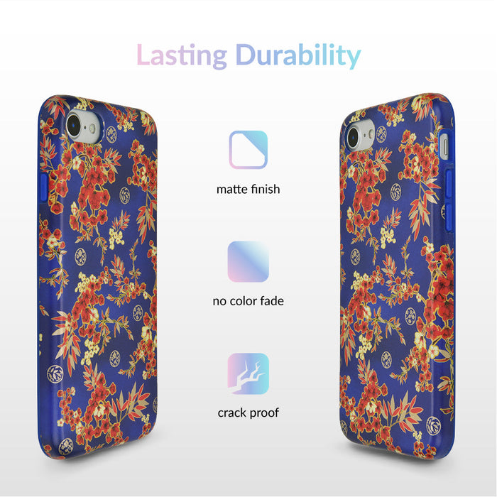 Cherry Blossom Floral Chrome iPhone Case – Chic Designer-Style Phone Cover