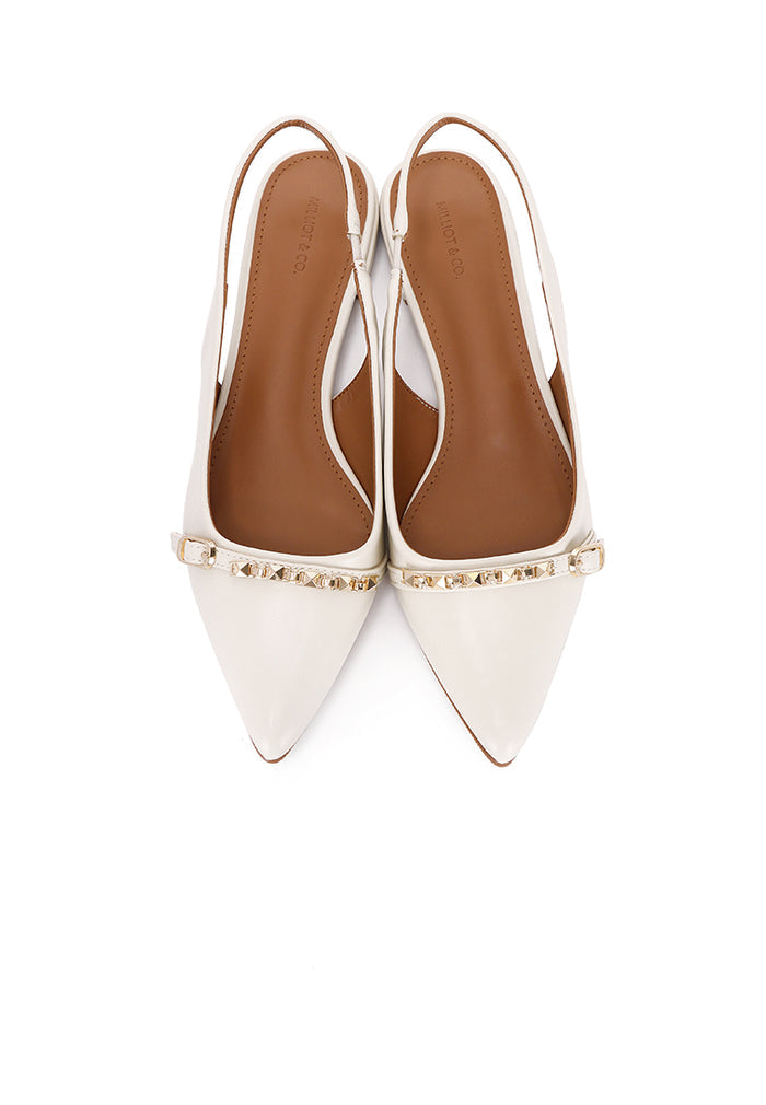 Clara Pointed Toe Ballerina & Flats (White)
