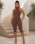 Clarke Brown Halter Jumpsuit