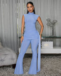 Colette Baby Blue Ruched Jumpsuit
