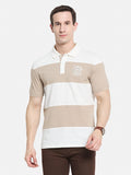 COLOUR BLOCKED CUTN SEW STRIPE EMBROIDED APPLIQUE  T-SHIRT