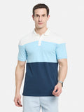 COLOUR BLOCT CUT N SEW POLO NECK PIQUE T-SHIRT