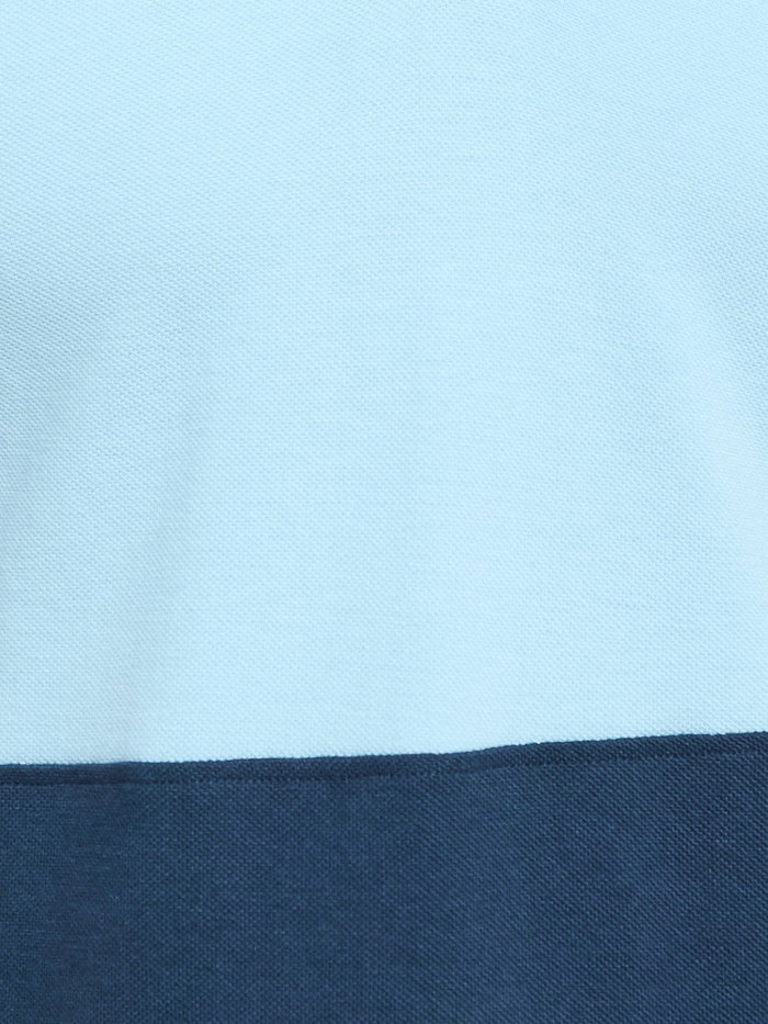 COLOUR BLOCT CUT N SEW POLO NECK PIQUE T-SHIRT