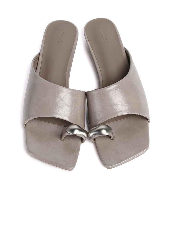 Daniela Toe Ring Heeled Sandals (Grey)