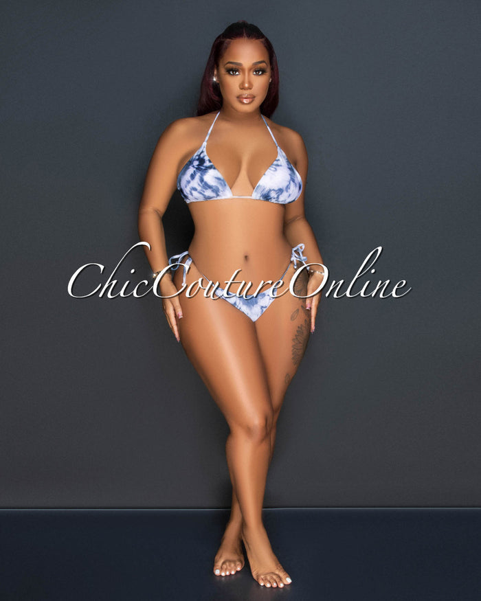 *Danita Grey Tie-Dye Print Three Piece Swimsuit