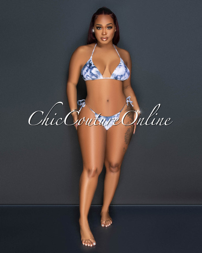 *Danita Grey Tie-Dye Print Three Piece Swimsuit