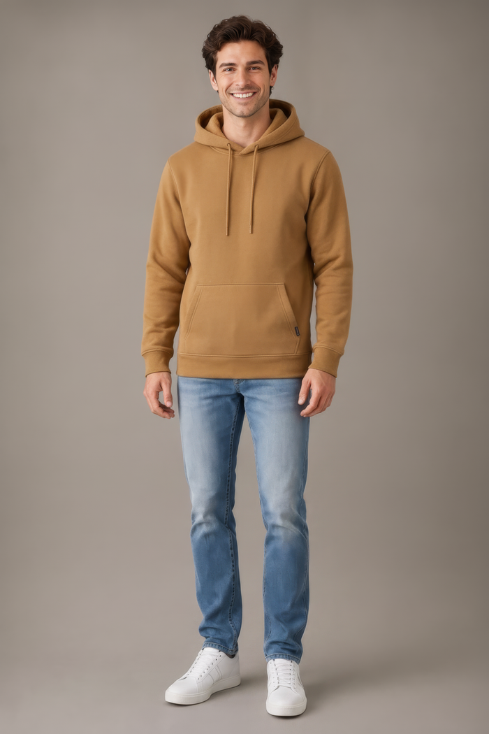 Dark Camel Premium German Velvet Hooded Sweatshirt