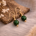 Dark Jade Earrings | Drop Earrings | 14K Gold Filled or 925 Sterling Silver | 35th Anniversary