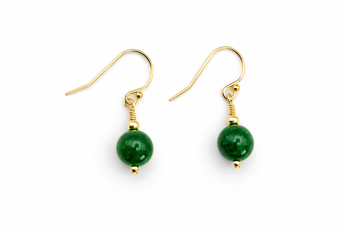 Dark Jade Earrings | Drop Earrings | 14K Gold Filled or 925 Sterling Silver | 35th Anniversary