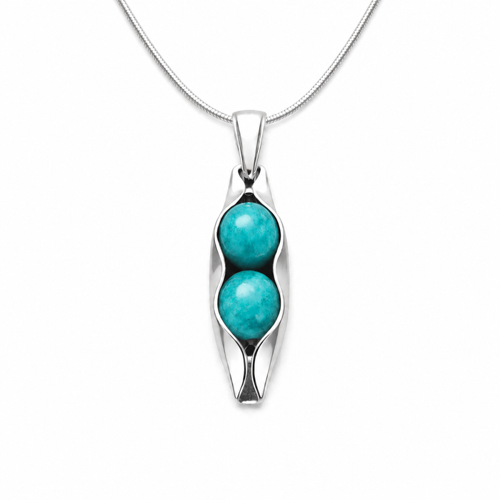 December Birthstone | Turquoise | Two Peas in a Pod Necklace | Personalised Gift