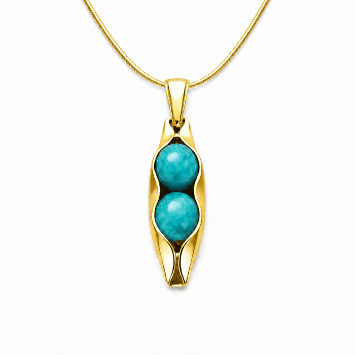 December Birthstone | Turquoise | Two Peas in a Pod Necklace | Personalised Gift