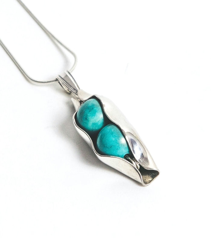 December Birthstone | Turquoise | Two Peas in a Pod Necklace | Personalised Gift