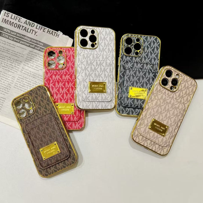 Designer Monogram Phone Cases with Gold-Plated Accents