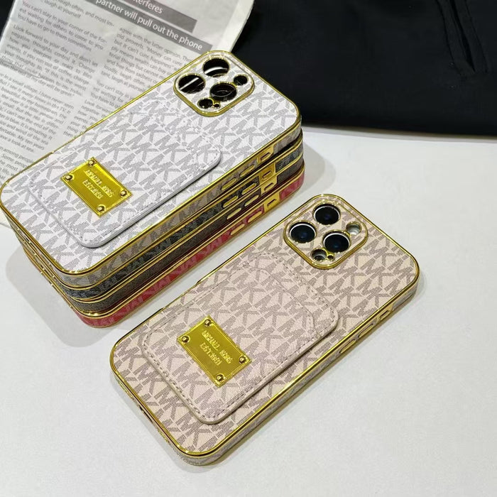 Designer Monogram Phone Cases with Gold-Plated Accents