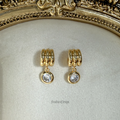 Diamond Solitaire Drop Earrings | Elegant Gold Bezel Set Dangle Earrings