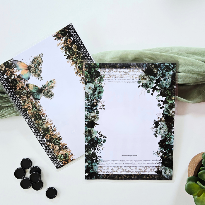 Arbor Designs discbound planner cover, natural green reversible cover by dream.design.bloom