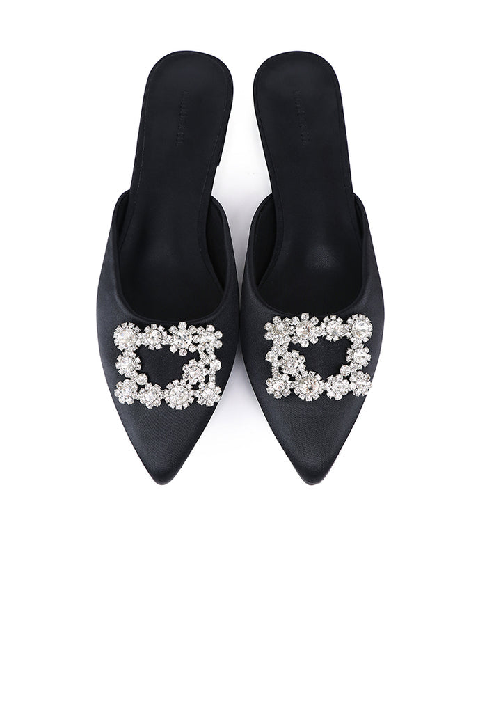 Doretta Embellishment Slip Ons Heels (Black)