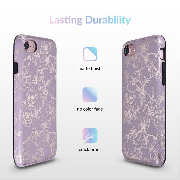 Dusty Rose Chrome Floral iPhone Case – Luxury Aesthetic Phone Cover