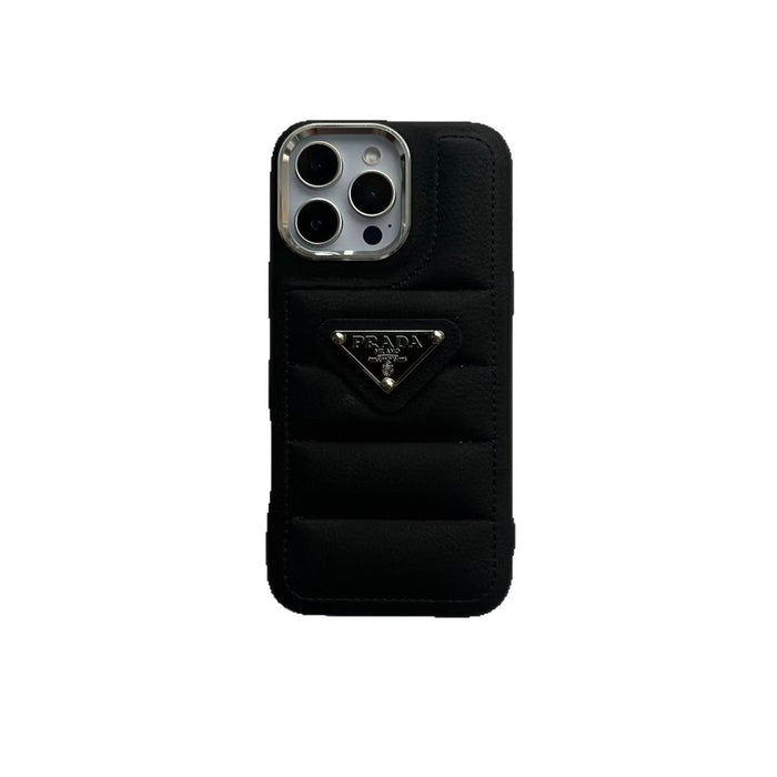 Elegant Metal Monogram Diamond-Quilted Lambskim Leather Apple iPhone Case