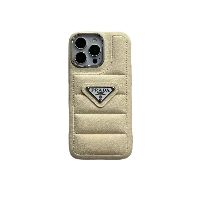 Elegant Metal Monogram Diamond-Quilted Lambskim Leather Apple iPhone Case