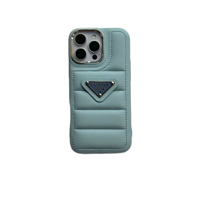 Elegant Metal Monogram Diamond-Quilted Lambskim Leather Apple iPhone Case