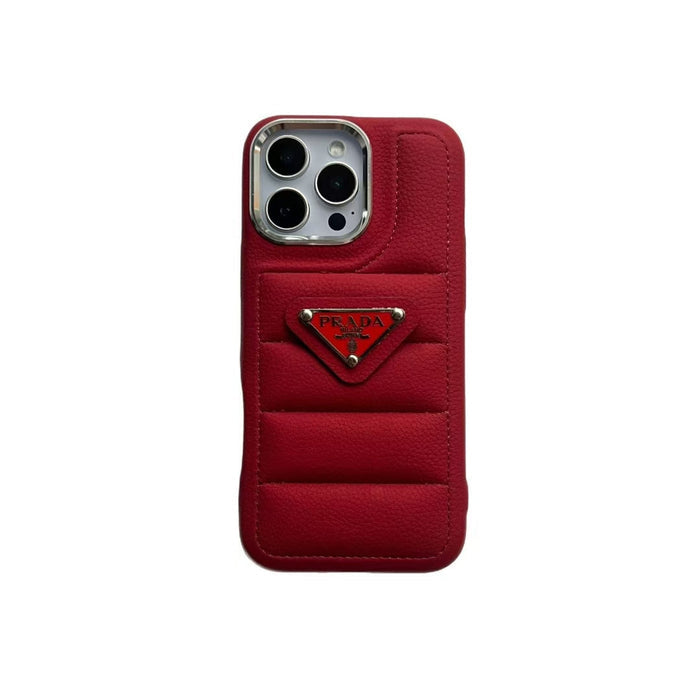 Elegant Metal Monogram Diamond-Quilted Lambskim Leather Apple iPhone Case