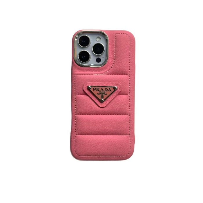 Elegant Metal Monogram Diamond-Quilted Lambskim Leather Apple iPhone Case