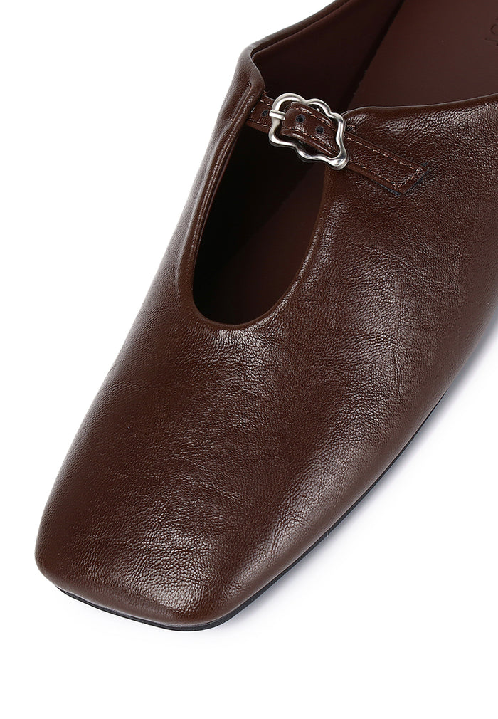 Eliana Square Toe Slip on Flat (Espresso)