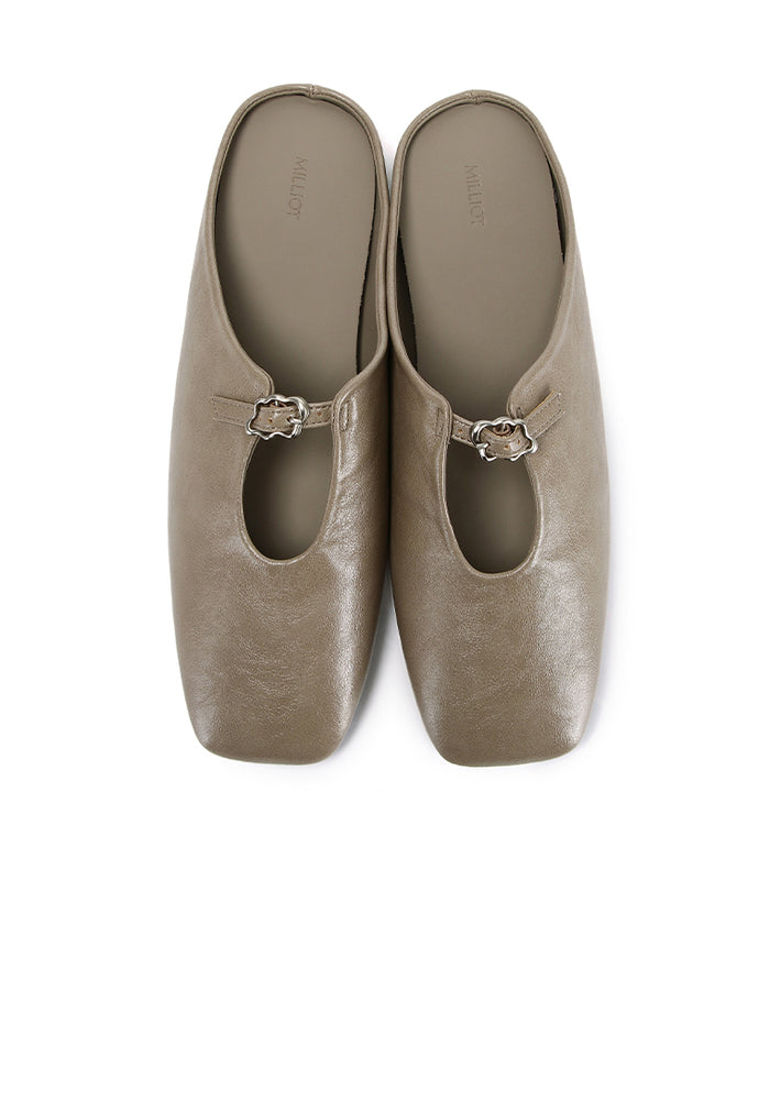 Eliana Square Toe Slip on Flat (Grey)