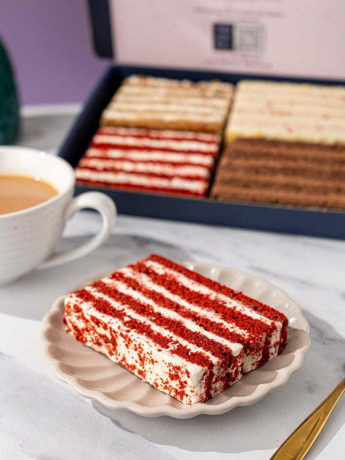 Patisserie Valerie's handmade Favourites Quartet – Sponge Cake Gift Box cake delivery