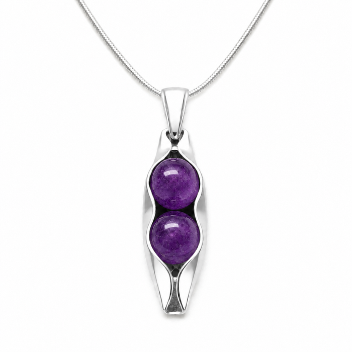 February Birthstone | Amethyst Stones | Two Peas In A Pod Necklace | Personalised Gift