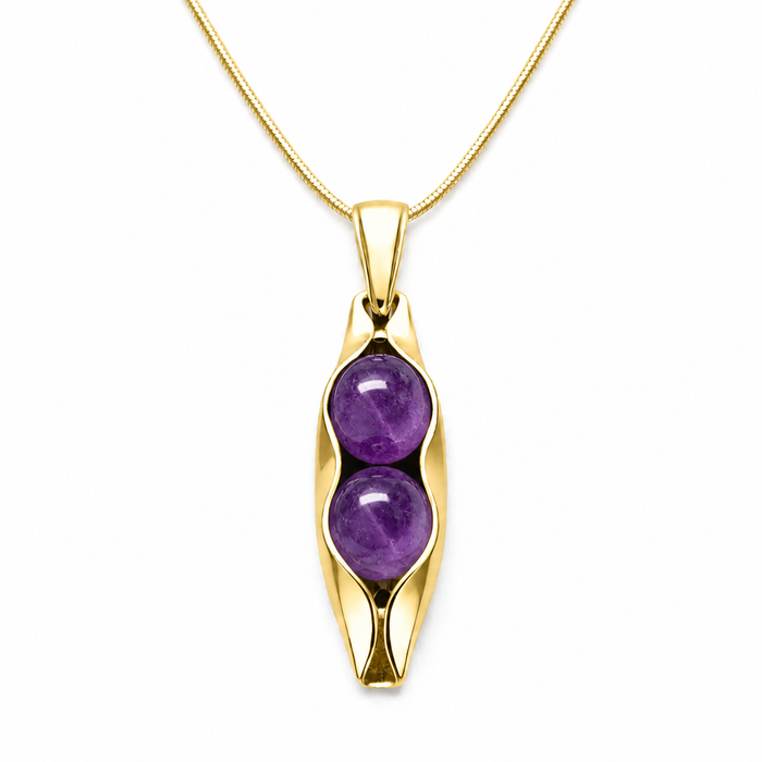 February Birthstone | Amethyst Stones | Two Peas In A Pod Necklace | Personalised Gift
