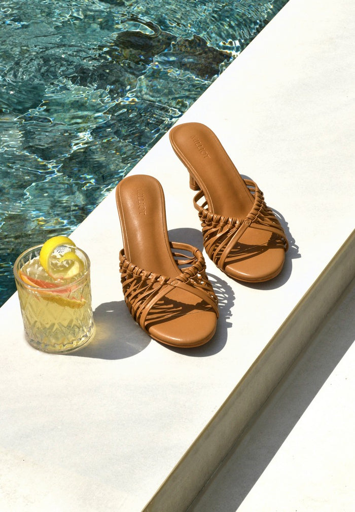 Fern Braided Slip On Heels (Brown)