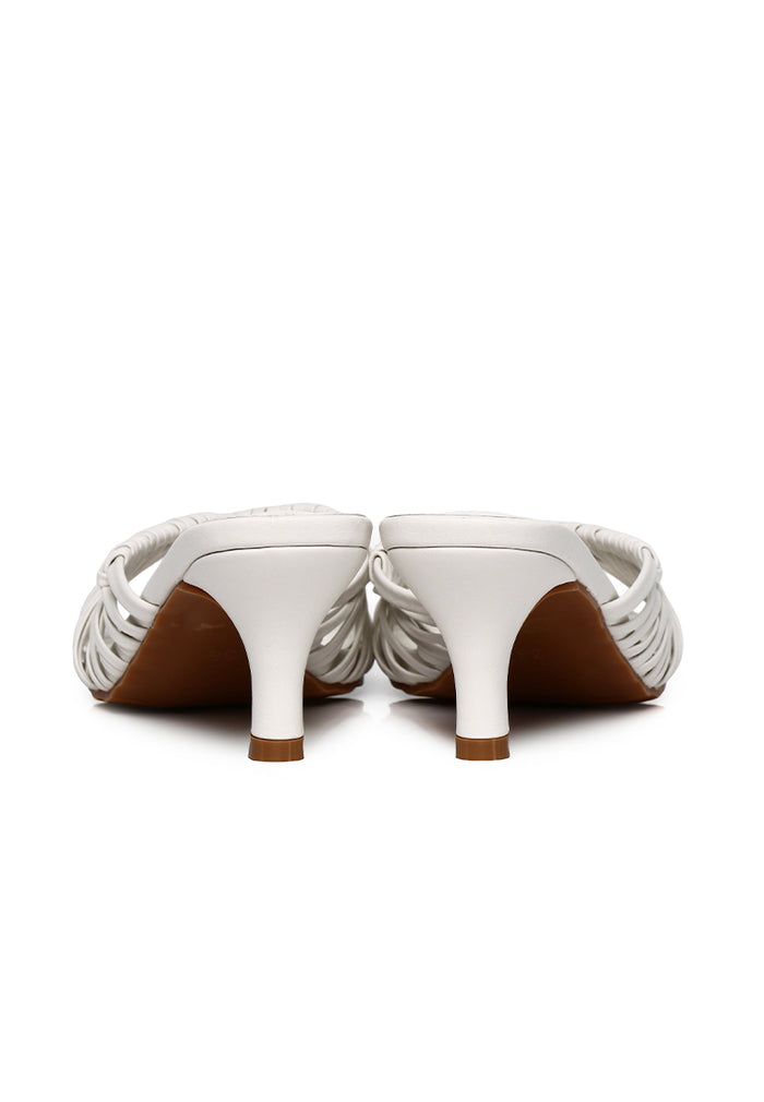 Fern Braided Slip On Heels (White)