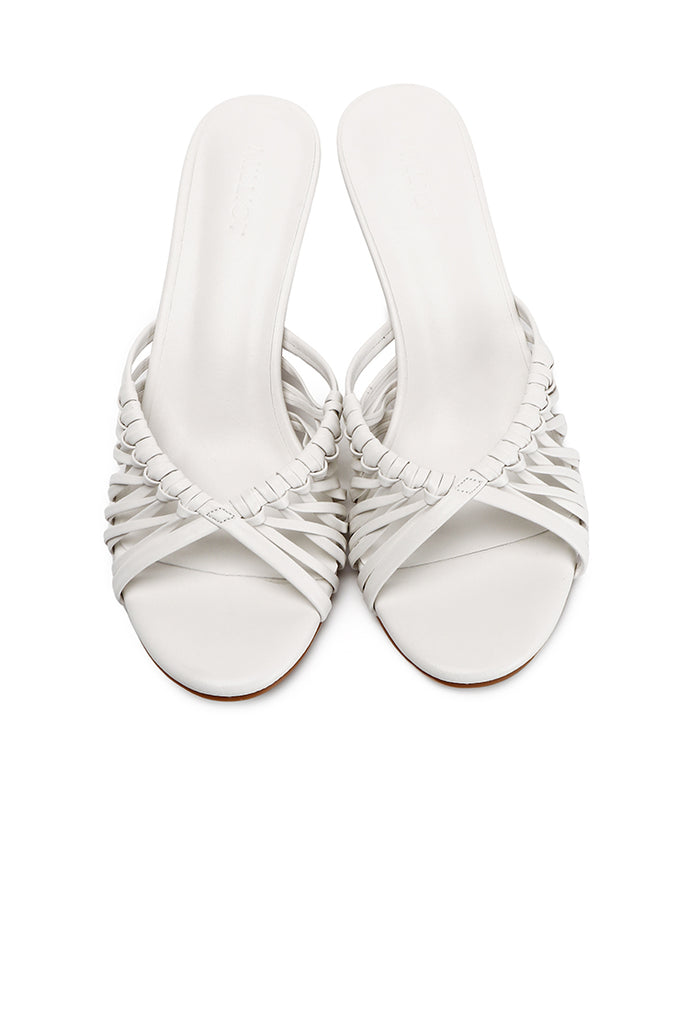 Fern Braided Slip On Heels (White)