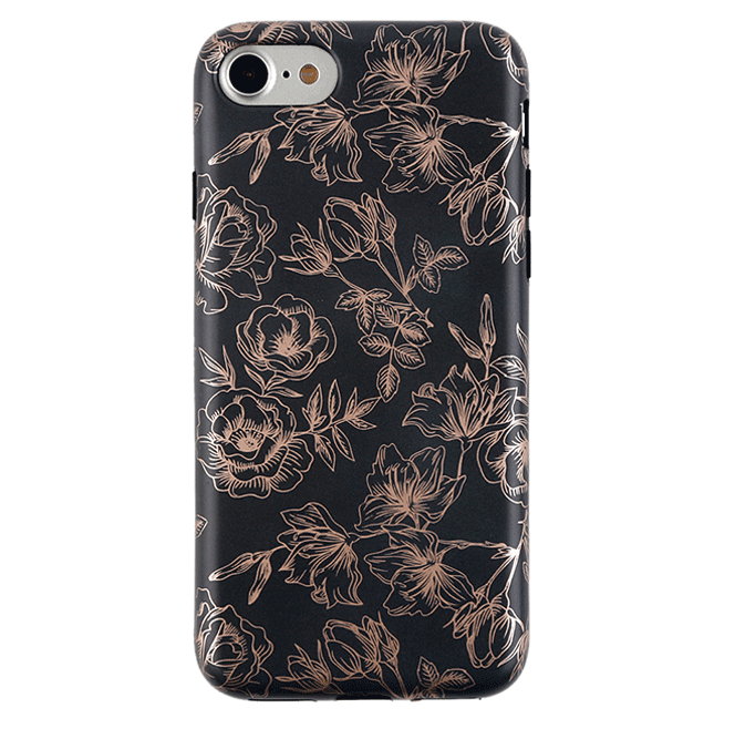Floral Rose Gold Chrome iPhone Case – Aesthetic Shockproof Phone Cover