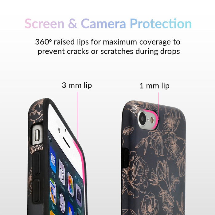 Floral Rose Gold Chrome iPhone Case – Aesthetic Shockproof Phone Cover
