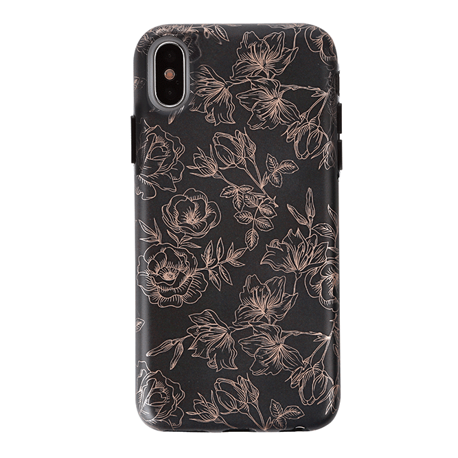 Floral Rose Gold Chrome iPhone Case – Aesthetic Shockproof Phone Cover
