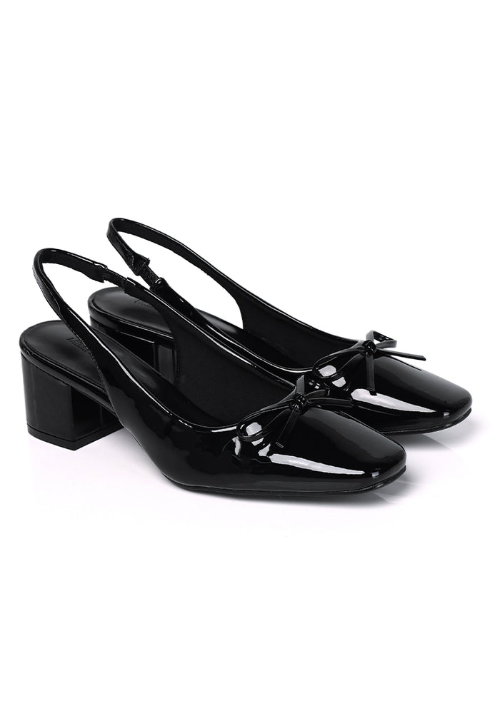 Freya Slingback Pumps With Bow (Black)