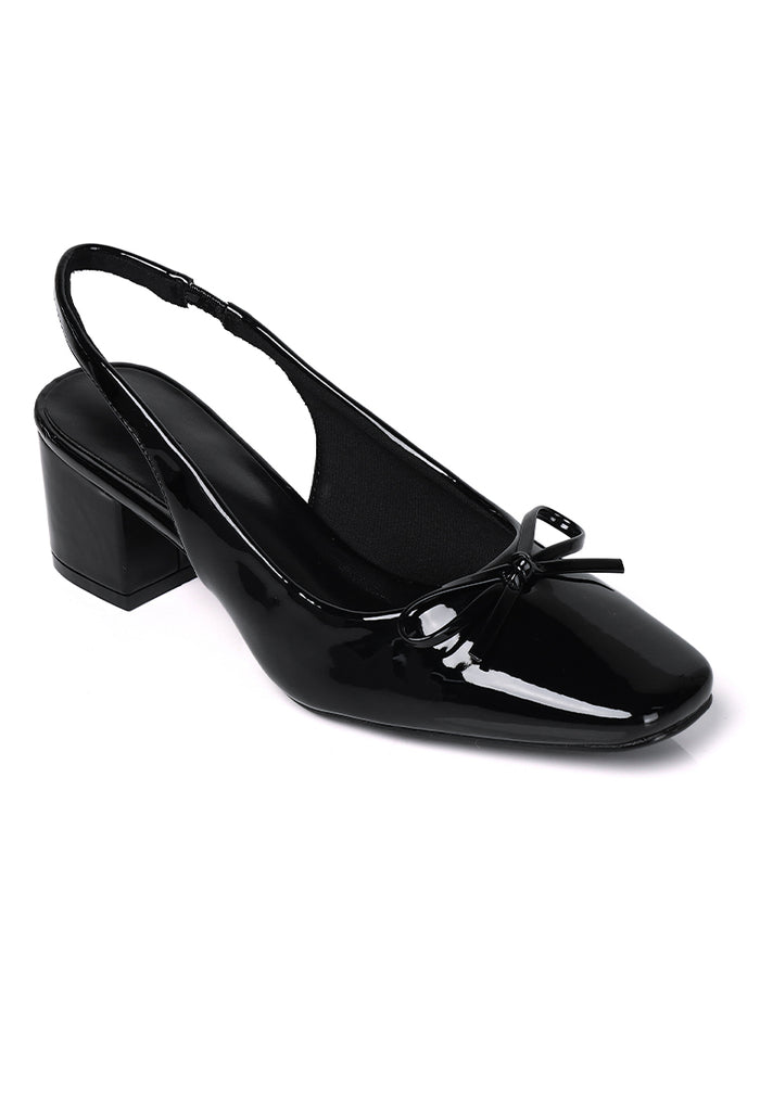 Freya Slingback Pumps With Bow (Black)