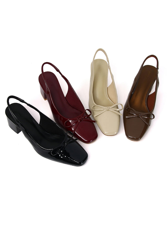 Freya Slingback Pumps With Bow (Black)