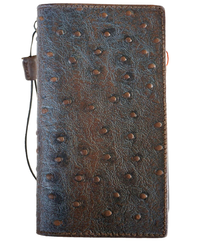 Genuine Leather Galaxy Wallet Case: Vintage Polished Blue Cover