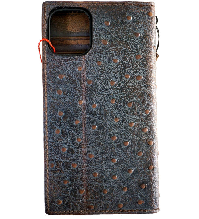 Genuine Leather Galaxy Wallet Case: Vintage Polished Blue Cover